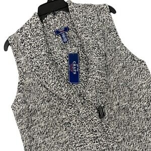 Chaps Marled Knit Sweater Vest Toggle Closure Layering Casual Womens Petite L